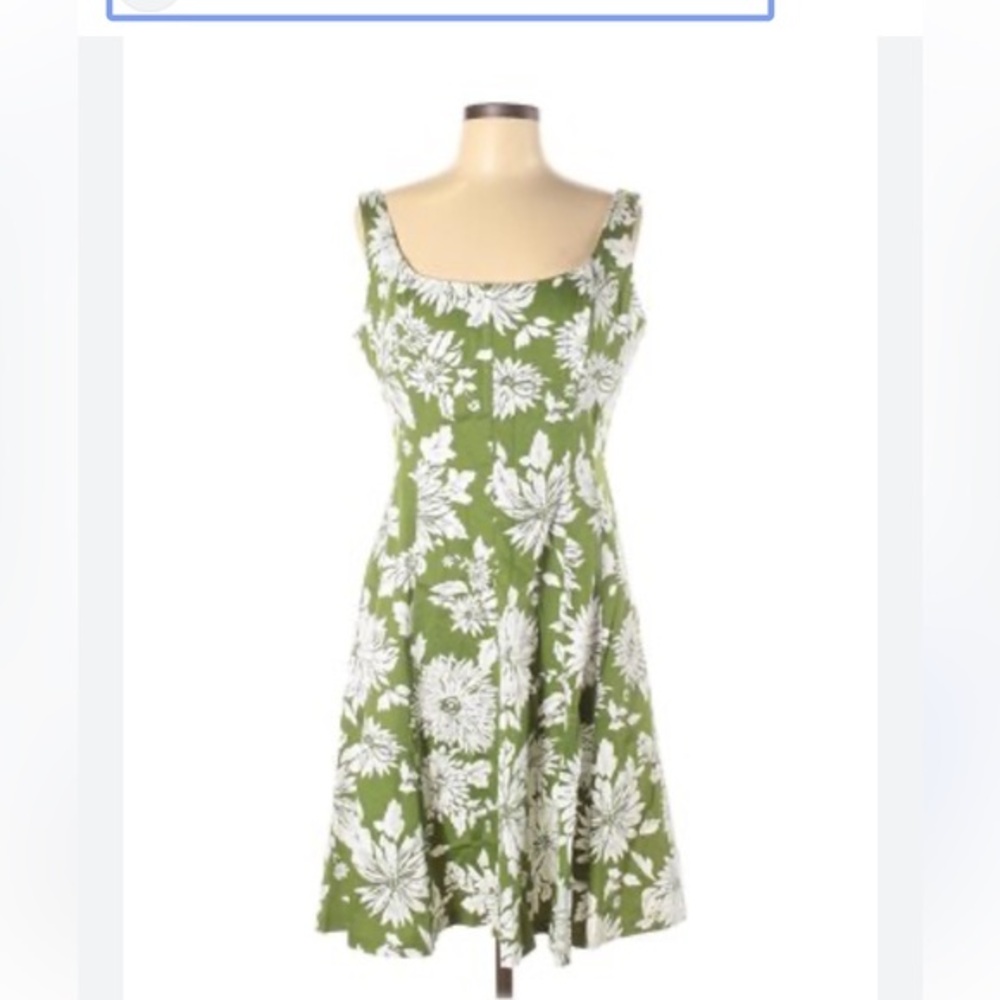 Jones New York Fabulous Green Palm Pattern A-Line Full Skirt NWT Dress Size 8